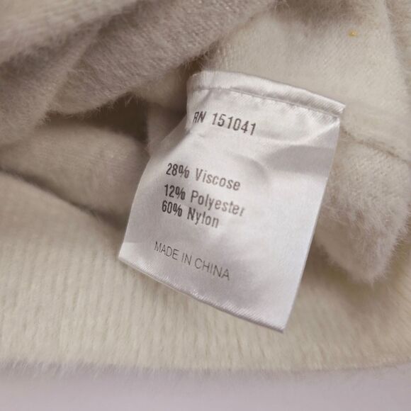 Kourt Statement Squareneck Crop Sweater White Fuzzy Women's Medium - Picture 6 of 8